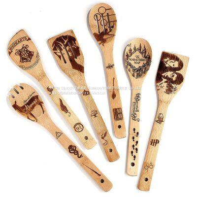 China Twinkle bamboo wholesale kitchen cooking utensils set engraved