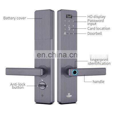 Baking Varnish Door Bell Function Electronic Digi Biometric Fingerprint Lock With Anti-open Alarm photo-4
