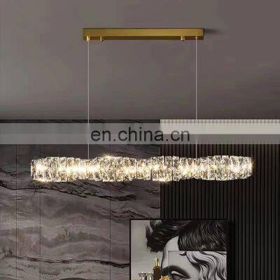 Modern Luxury Crystal Pendant Lamp Nordic Creative Personality Restaurant Bar Villa Restaurant Rectangular Chandelier