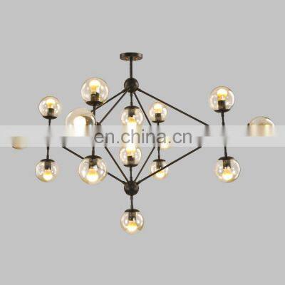 Wholesale Price Modern Indoor Living Room Bedroom Decoration Chandelier Lamp Iron Glass Led Pendant Light photo-2