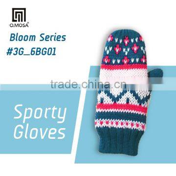 OM2861 O.MOSA 3G_6BG01 Jacquard Winter Mittens Knitted Warm Gloves