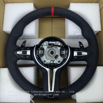 For BMW 3 /5 Series Full Alcantara Leather Steering Wheel With Paddles Button Assembly Accessories