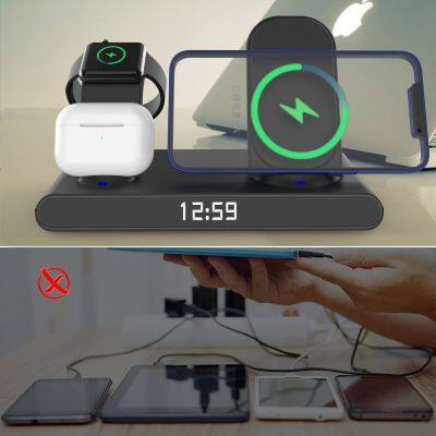 Hot Selling Multifunction Charging Stand Holders 15W Magnetic Wireless Charger 3 in 1 for Iphone Iwatch Air Pros Charging