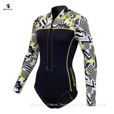 front zip longarm super shorty Preppy style wetsuit Highleg Leotard surf suit wet suit for diving