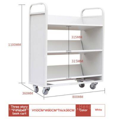 Modern Black Flat Shelf Mobile File Cart | HN-FC03 Rolling Utility Storage Trolley | for Modern Office & School