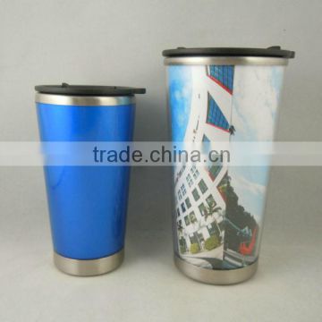 Mlife muanfactured plastic outer shell stainless steel inner auto mug enamel mug