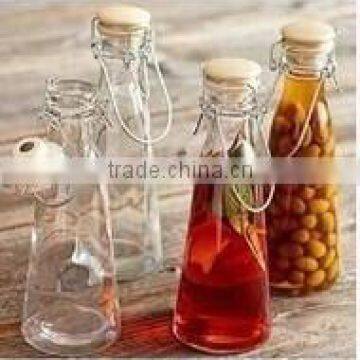 Juice bottle glass milk bottle ice drink bottle glasswares handle glass sealing glass is transparent