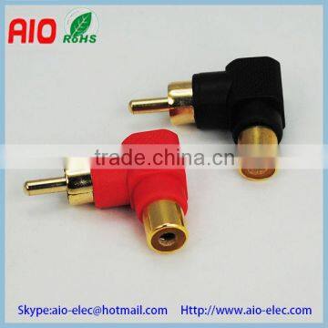 Plastic Jacket 90 degree right angle RCA male to female adaptor