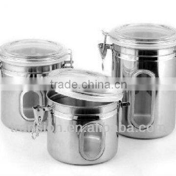 Canister with window stainless steel jars