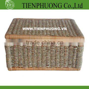 rectangle wicker storage bin with lid