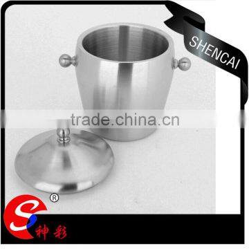 Caitang high quality stainless steel ice bucket with s/s Domed Lid- drum shape beer cooler bucket