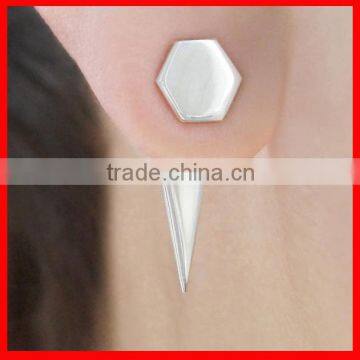 2016 FACTORY promotion sterling silver geometric double side jacket beautiful earring designs for women