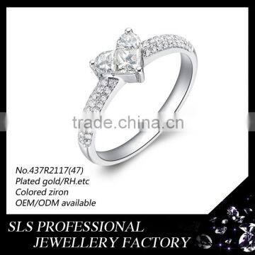 3 big CZ setting in center of rings with 925 sterling silver jewelry ,high polished rings to engrave letter you wanna