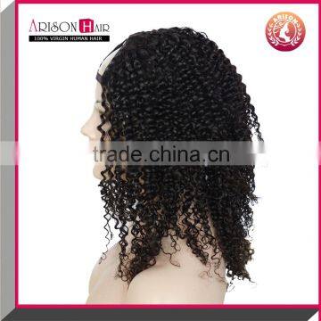 Cheap Brazilian Virgin Human Hair Kinky Curly u Part Lace Wig for Sale