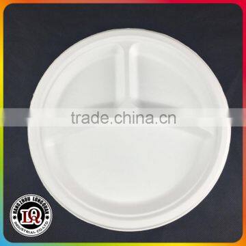 9'' 10'' Three Compartment Bagasse Round Plate