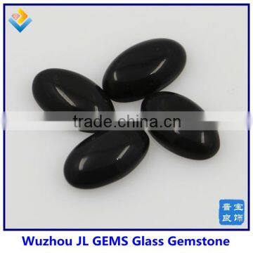 Loose black glass cabochons with flat round glass cabochon