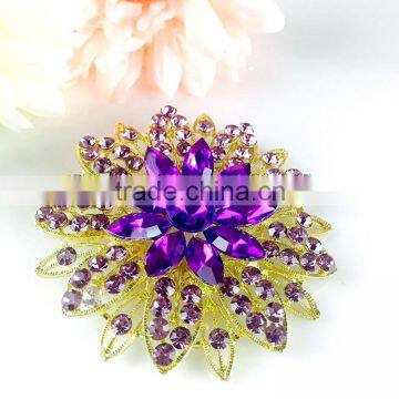 Beautiful Flower Crystal Strass Brooch Pin, Rose Colour Flower Rhinestone Strass Brooch for Party Invitation photo-3