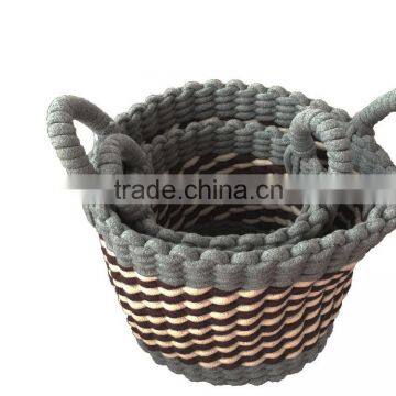 Handmade Colorful Sewing Rope / Fabric Storage Basket photo-3