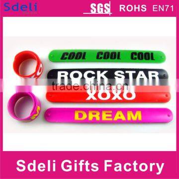 manufacture printed custom rubber silicone slap bracelet