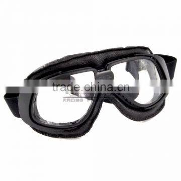 BJ-GT-007 High Quality Black Leather Clear Lens Goggles Motocross photo-3