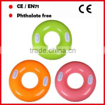 Solid color 80CM swimming rings with handles for adults