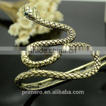 Retro Punk Attractive Curved Stretch Snake Cuff Bangle Serpentine Gold Bracelet photo-2