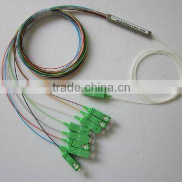 1*8 1260-1650nm Steel mini module type,0.9mm cable dia. 1.5m length,with SC/APC connector FTTH PLC Splitter