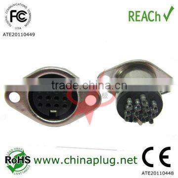 Definitely Brand New Mini Din female power connector with Nickel Plated 13 pin din connector