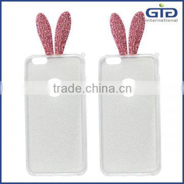 [GGIT] Cute Rabbit Ears Design Soft TPU Phone Cover Case With Rhinestone for IPhone 6 Plus Quality Choice