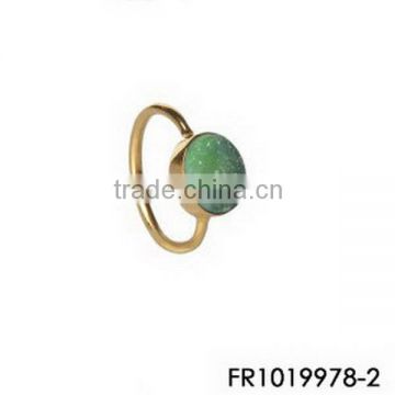 14K Gold Wholesale Emerald Druzy Stone Ring