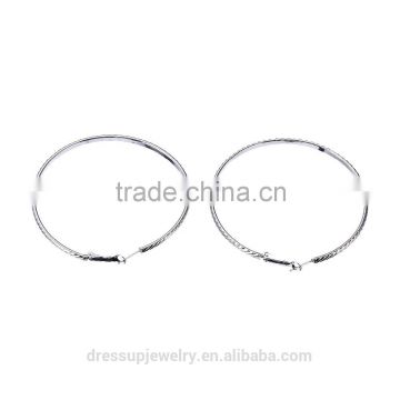 Fashion & Cheap jewelry South Africa style silver plated carving lines shiny hoop earrings