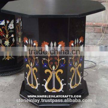 Marble Inlay Table Black Base