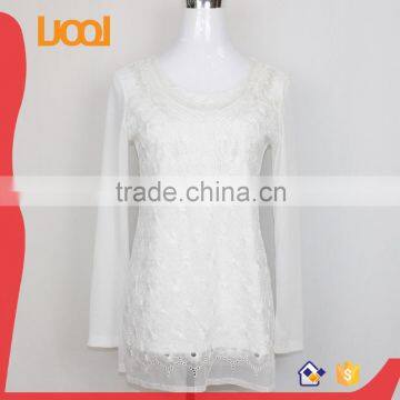 Wholesale lady plain white transparent Blouses & Tops