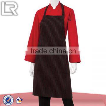 Red Pin Striped Cheap Long Chef Bib Apron