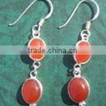 Red Onyx Silver Earring