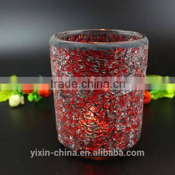 red cone shaped mosaic glass candle holder