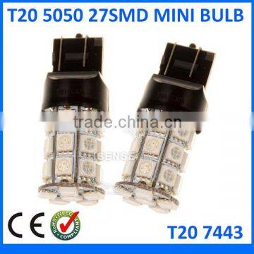 2015 brake light turn light mini bulb 12v wholesale canbus auto led bulb fog light T20 7443/7440 27SMD 5050