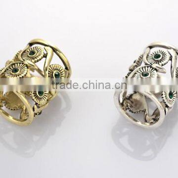 vintage antique silver metal alloy crystal owl shape scarf ring