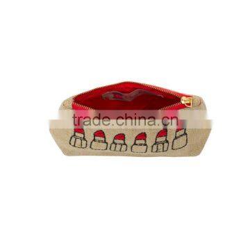 Naturel Lipstick Pouch Jute Burlap Cosmetic Bag photo-2