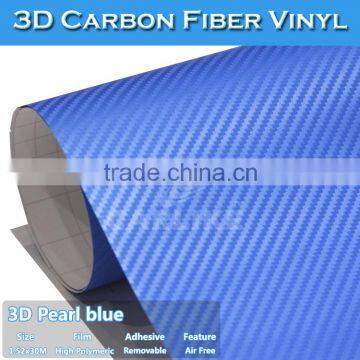 Wholesale / Bulk Removable Gule Car Vinyl Film 3D Colored Carbon Fiber