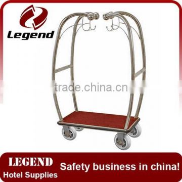 Hotel used metal luxury rolling bellmans stainless steel cart