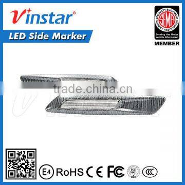 Clear lens + 3D Carbon finishes decorative lamp at side of auto as marker lamp LED Side marker light