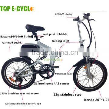 Top E-Cycle Popular CE Approval Cheap Best Selling 36V 250w Folding Ebike