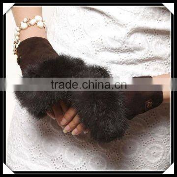 2013 new arrival suede palm fur fingerless glove