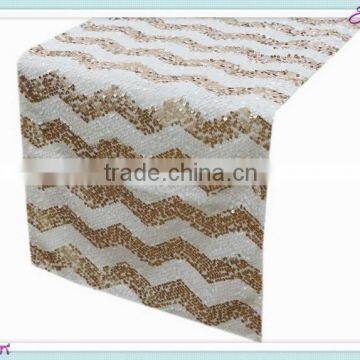 YHR#05 chevron sequin banquet wedding wholesale table runner cloth overlay linens                        
                                                Quality Choice