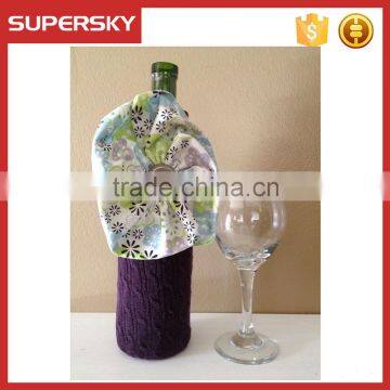 V-582 crochet flower pattern wine bottle covers new design christmas wine bottle covers bag