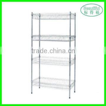 4 Tiers supermarket display wire mesh shelves