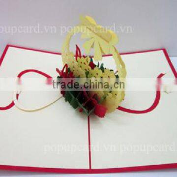 New Flower basket greeting pop up card