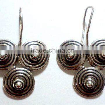 Oxidised Multi Round Tribal 925 Solid Silver Earrings, Designer Sterling Silver Earrings, 925 Solid Sterling Silver Earrings