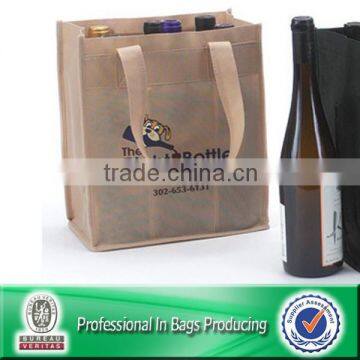 Lead Free Non Woven Reusable Divided Wine Tote Bag